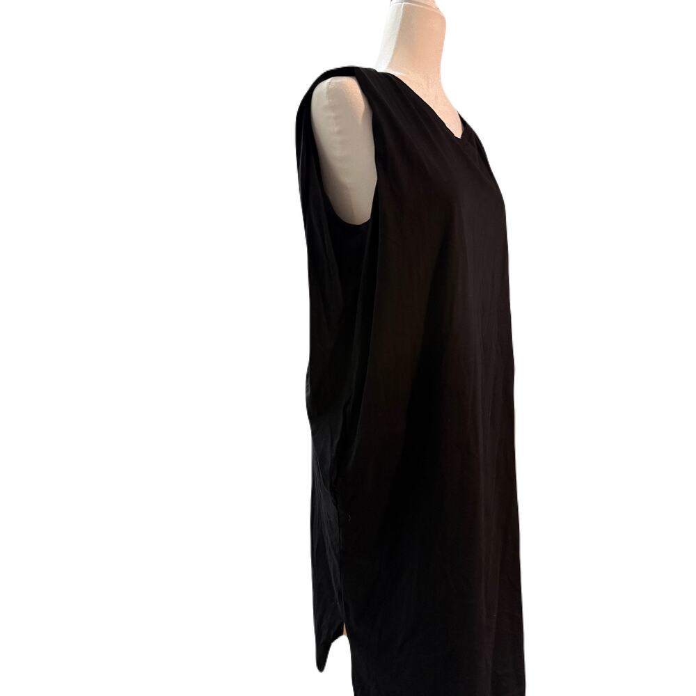 UNIQLO Women’s Black Sleeveless Shift Dress Size Medium Minimalist Stretch Knit - Picture 2 of 4
